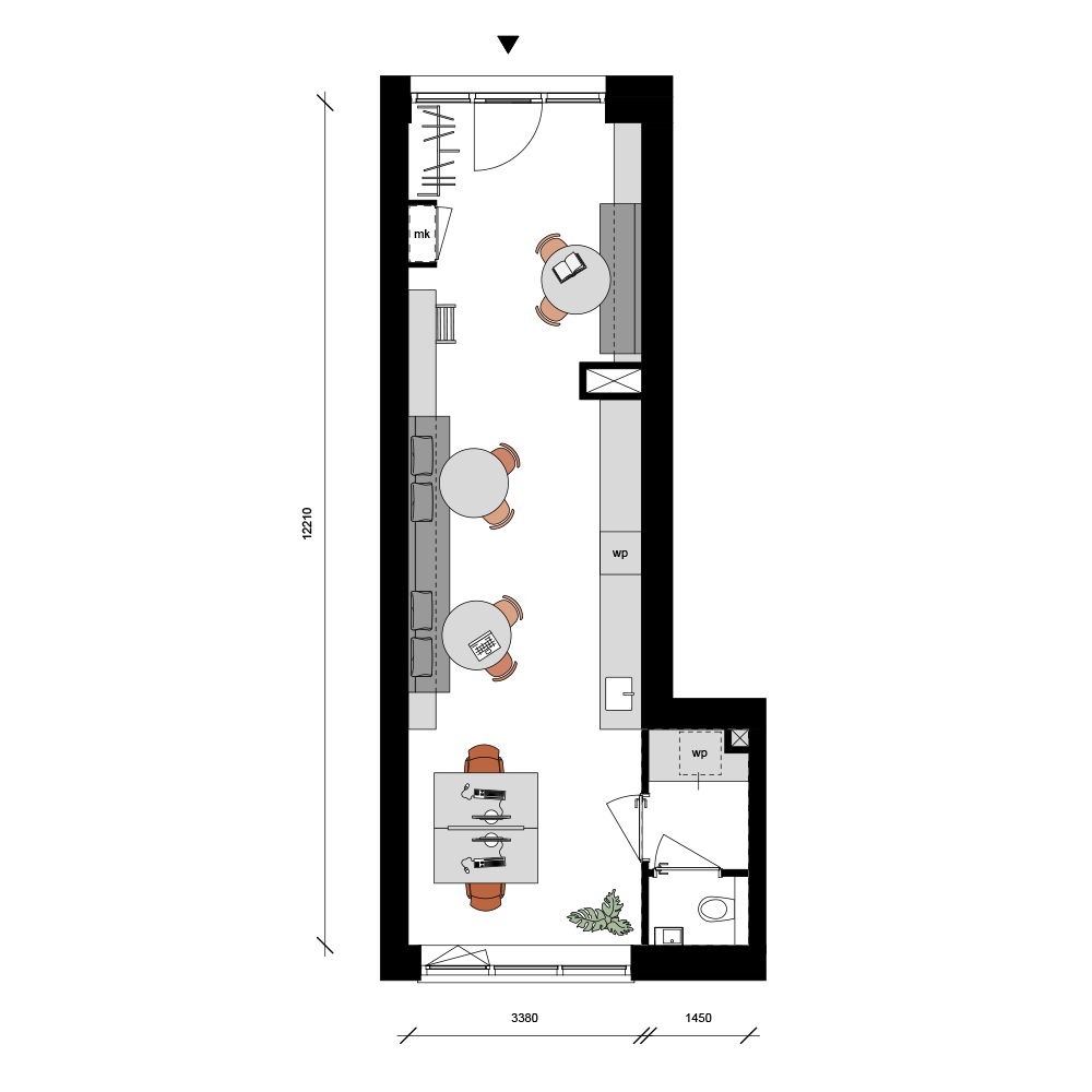 Werkstudio met baliefunctie