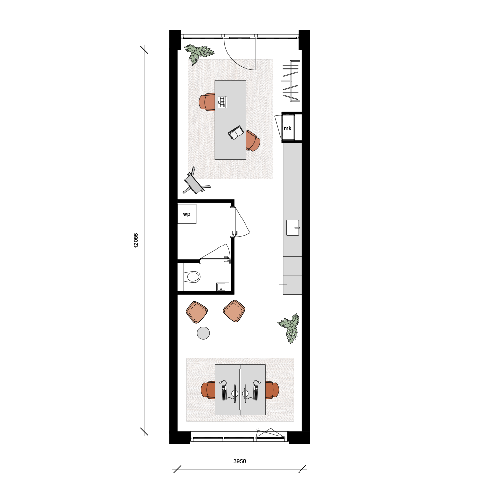 Werkstudio met kantoor- en vergaderfunctie